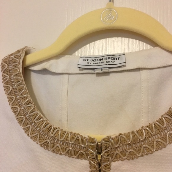 St. John Golden Trim White Blazer - Picture 2 of 4