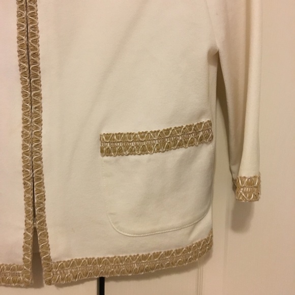 St. John Golden Trim White Blazer - Picture 3 of 4
