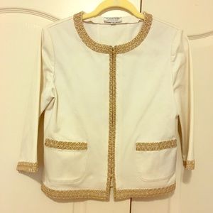 St. John Golden Trim White Blazer