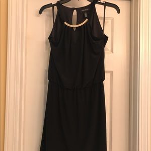 WHBM little black dress with silver Circle neck