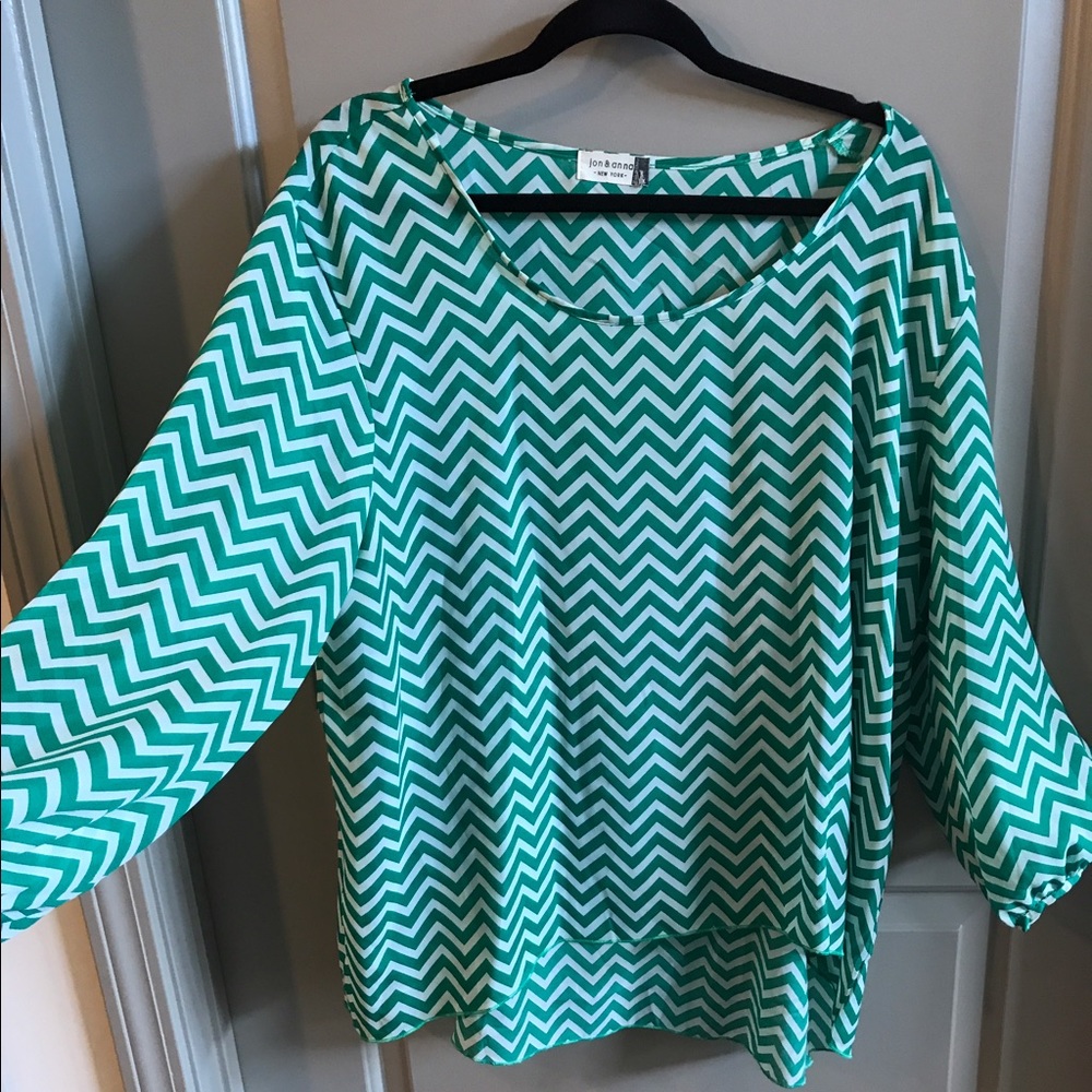 Green and white chevron tunic