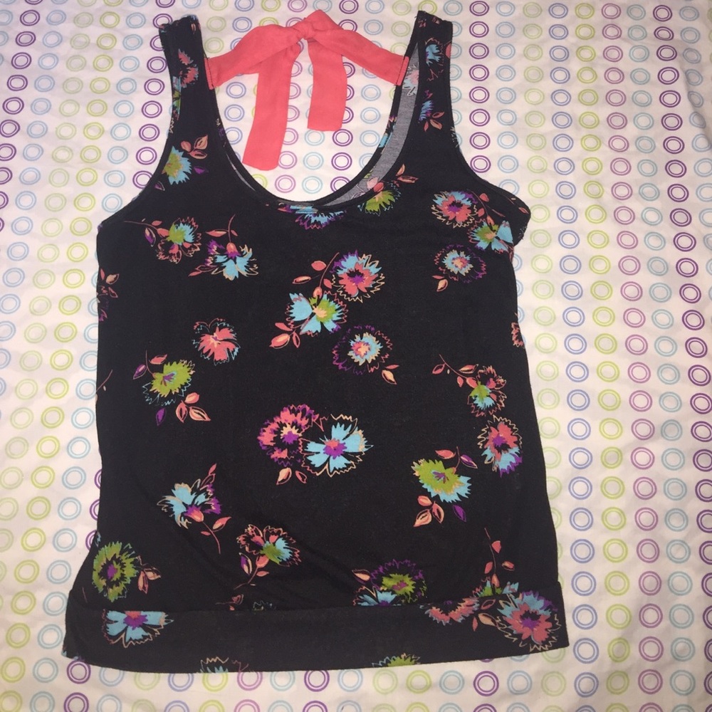 Tie Back Floral Patterned Tank Top