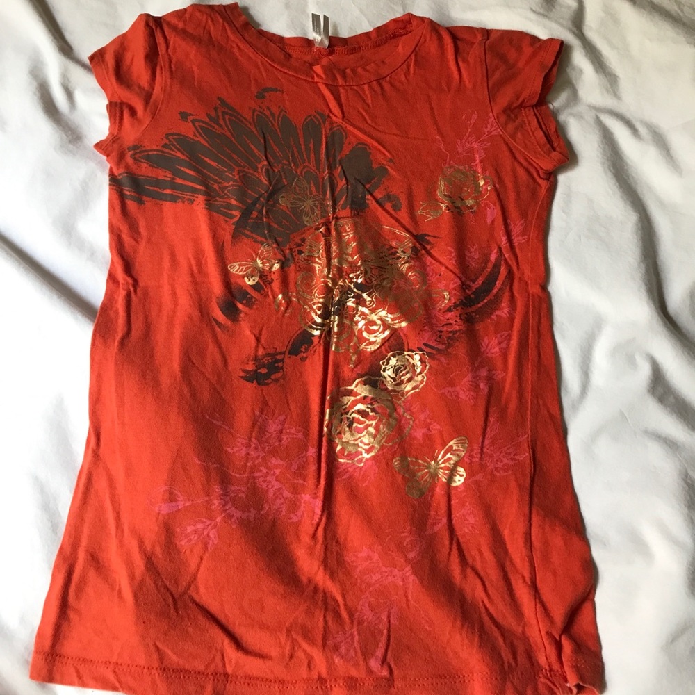 Girls small Max Rave Orange Top Shirt