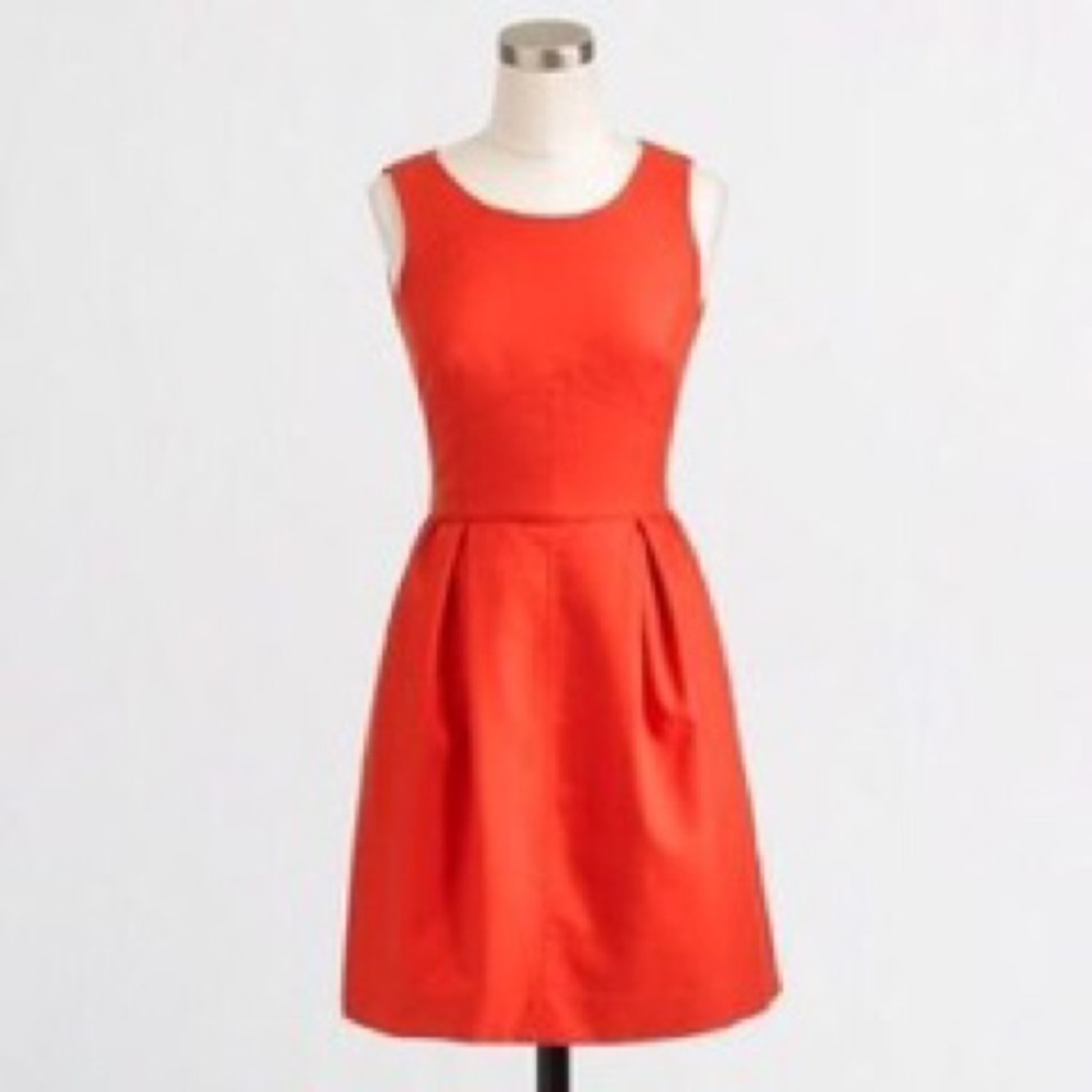 JCrew Pleated Shift Dress Orange