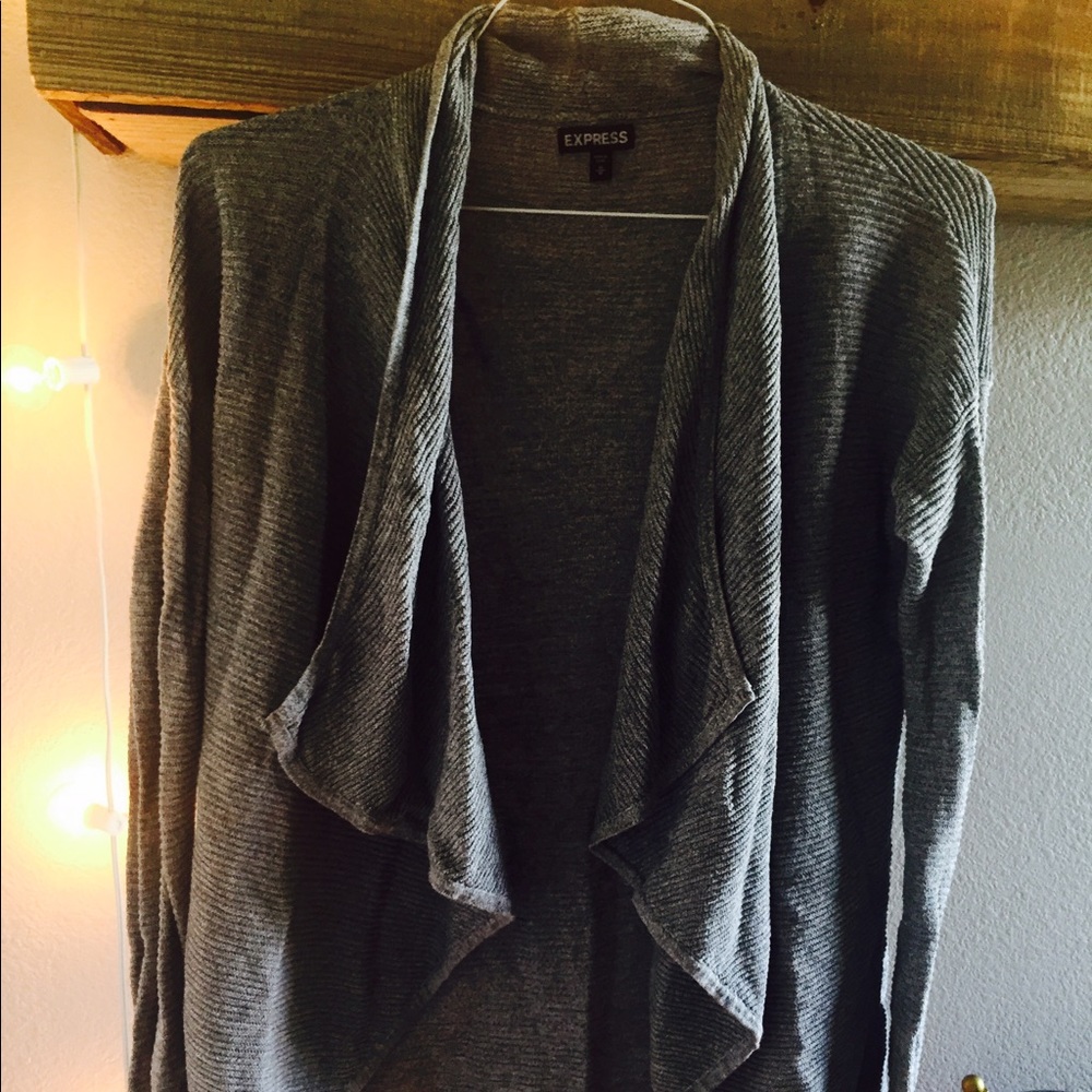 grey cardigan