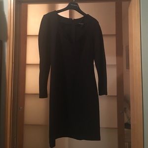 French connection black dress with lace panel