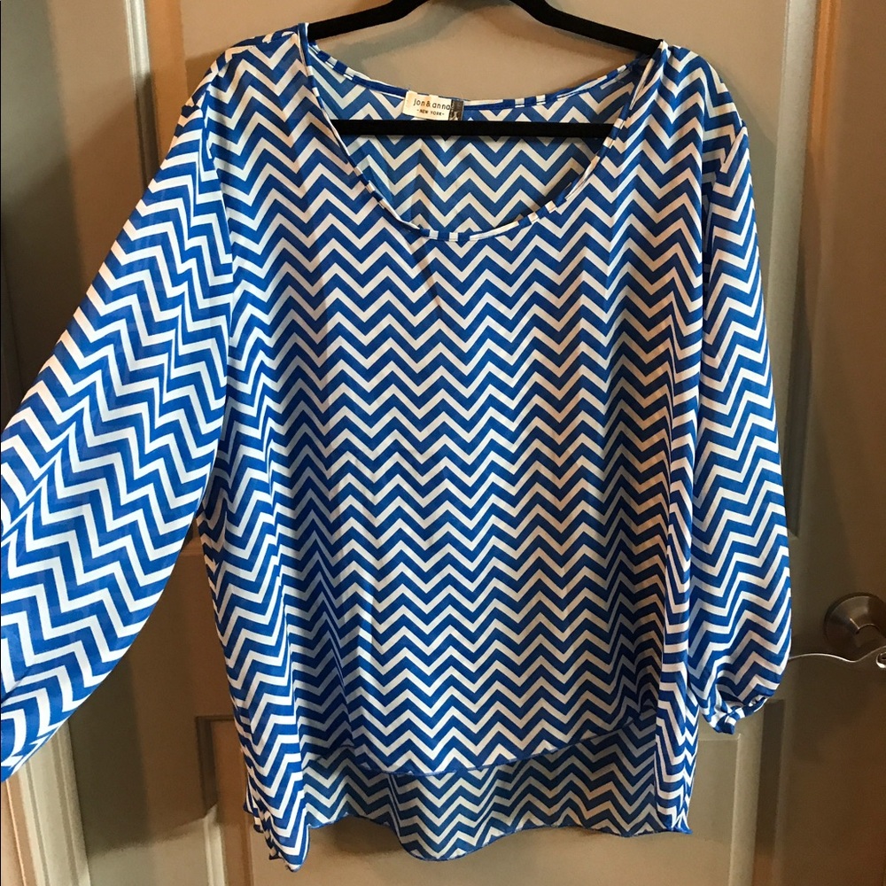 Blue and white chevron tunic