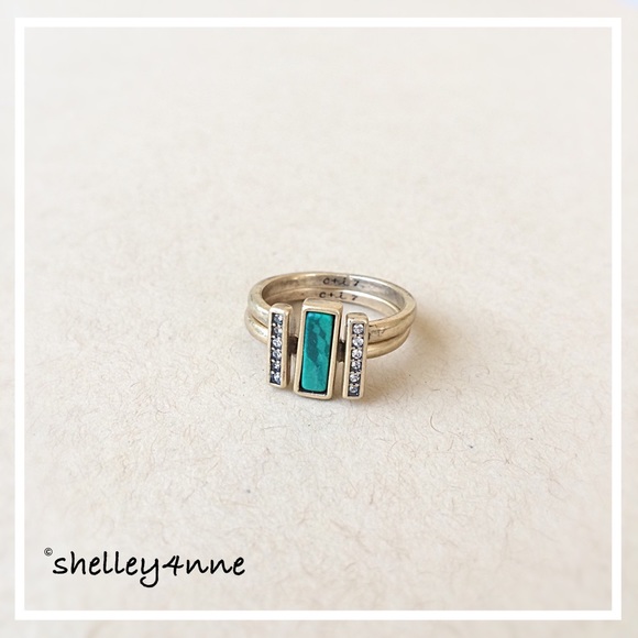 Malachite + Pavé Ring Set - Picture 1 of 3