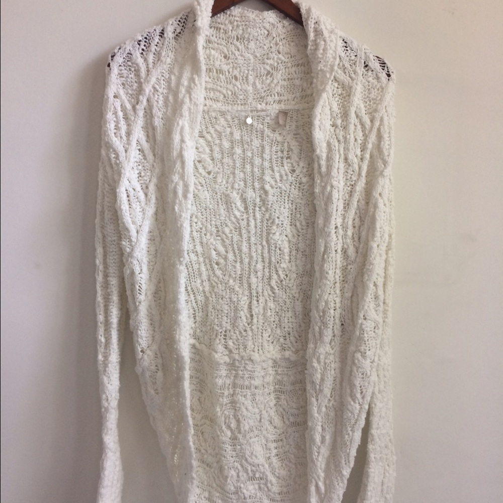 Anthropologie cream chunky knit open sweater
