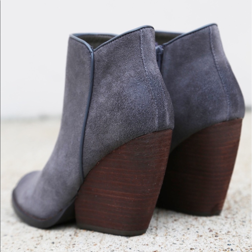 Charcoal Wedge Stacked Heel Ankle Bootie - Picture 4 of 5