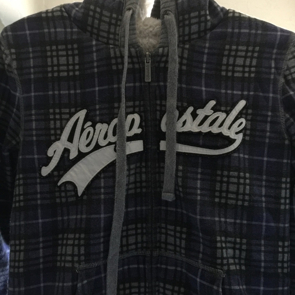 Purple Plaid Fuzzy Aeropostale Zip Up Sweatshirt