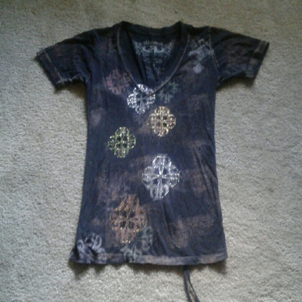 Beautiful Soft Corset Rhinestone Winged Tee