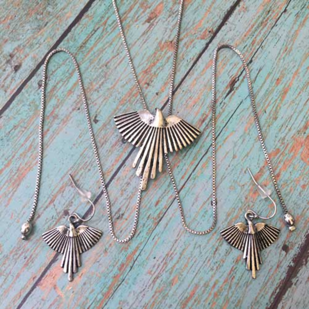 NEW Boho Eagle Choker Bolo With Earrings
