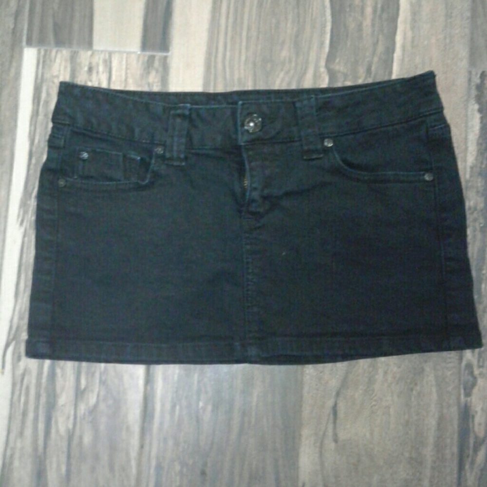 Black blue jean mini skirt (3)