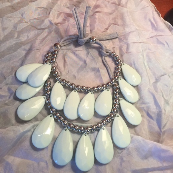 Mint green, grey, & silver Anthropologie necklace - Picture 2 of 2