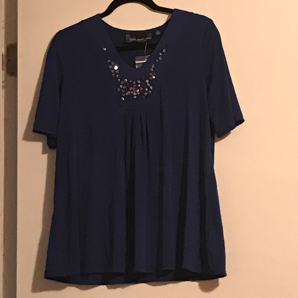 Susan Graver blue blouse size M