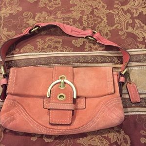 COACH pink suede under shoulder bag