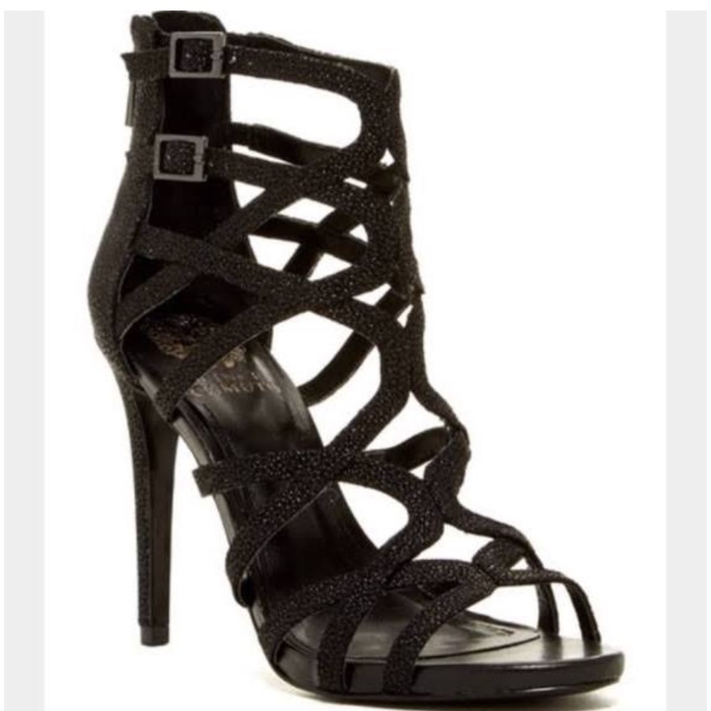 Sexy Strappy Black & Glitter Sandals/Heels