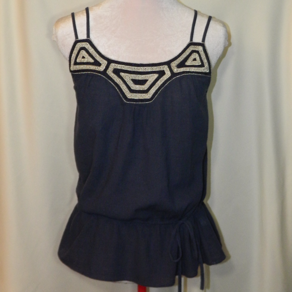 Banana Republic Tops - BANANA REPUBLIC Navy blue & silver accent tank top