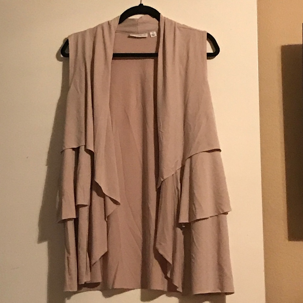 Susan Graver Ruffle Sleeveless Cardigan size M