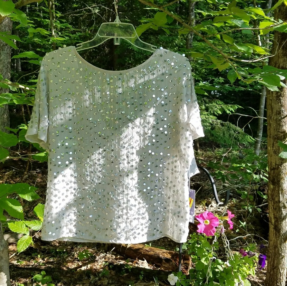 Jennifer Lopez Vapor Blue Sequin Top
