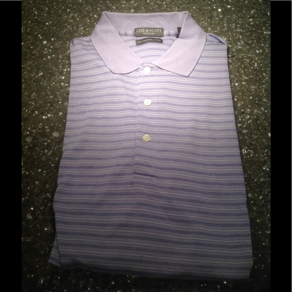 Lyle & Scott Purple Striped Golf Shirt L
