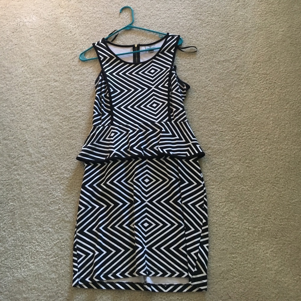Black and white peplum dress
