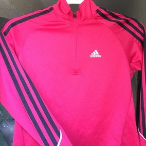 Red/Pink Adidas ClimaLite Quarter Zip Athletic Top