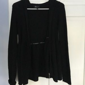 Black Zip-Up Hooded Cashmere Cardigan Aqua Brand