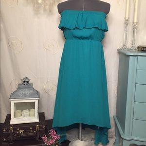 Gorgeous Green Lapis Strapless High Low Dress