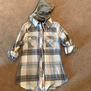 Hooded flannel shirt