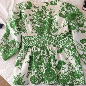 Tibi Green Kimono Wrap Top