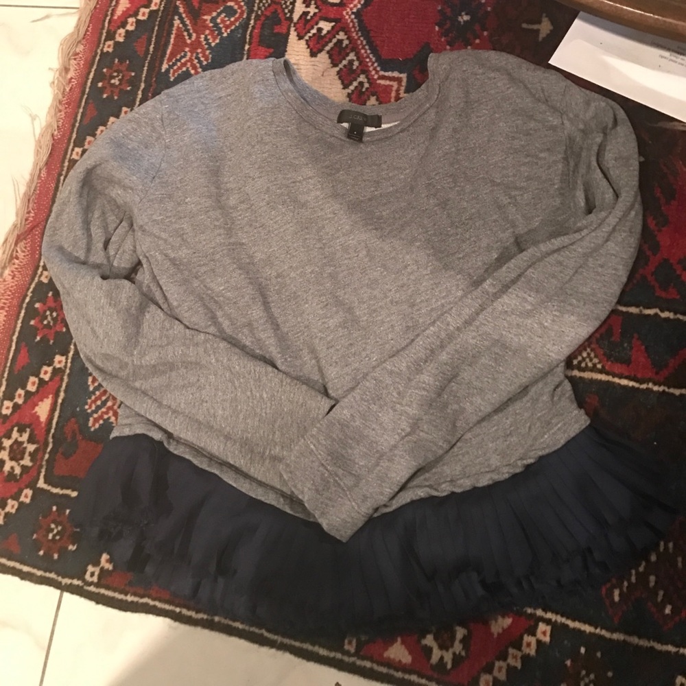 J. Crew Gray Sweater with Frilled Bottom