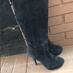 Suede thigh high boots
