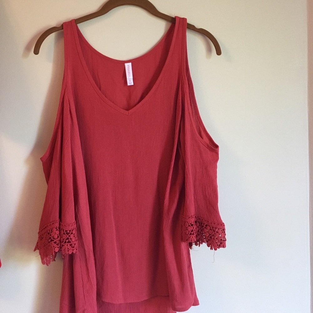 Red "cold shoulder" Top