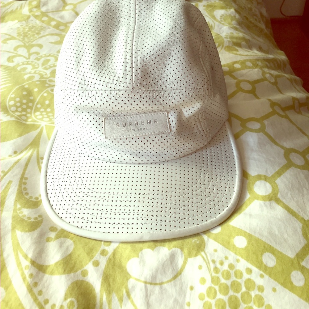 Supreme White Leather Hat