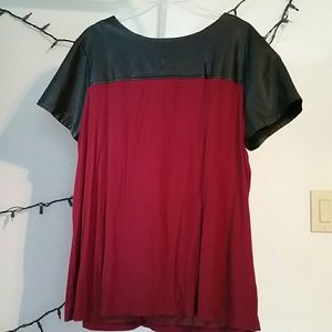 Faux Leather Panel Top