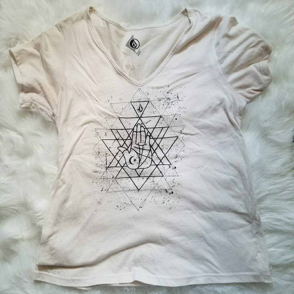 White Graphic V-Neck Shirt