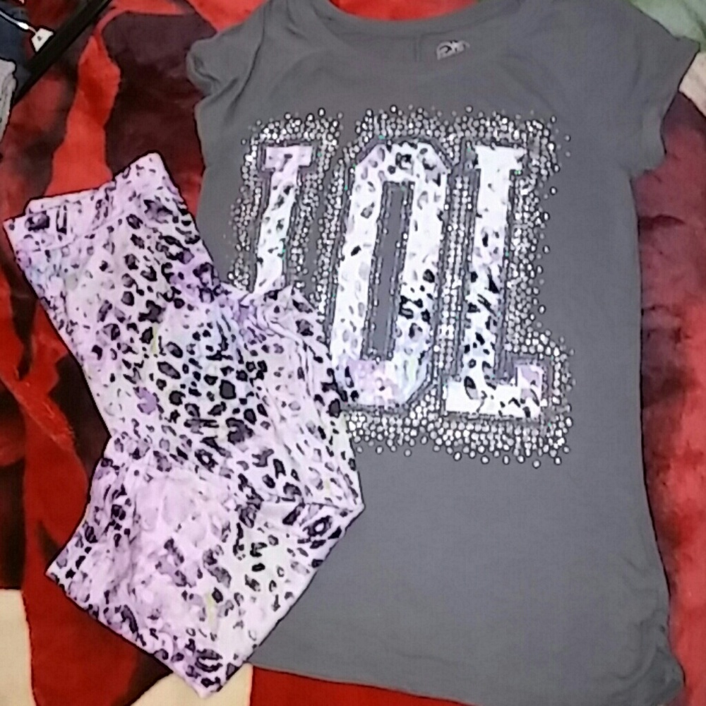 Justice 2pc top&capris sz16