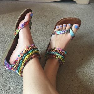 Fun colorful beaded sandals