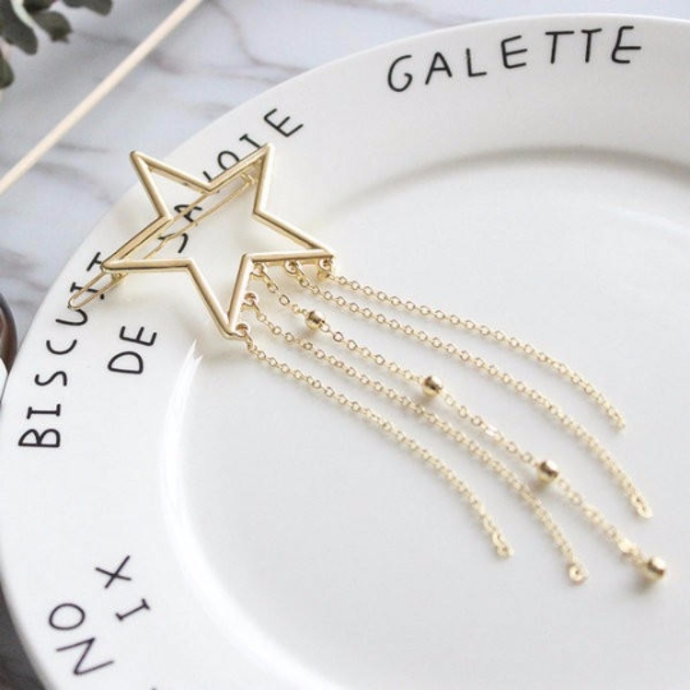 New! Gold Shooting Star Hair Barrette Clips - Picture 3 of 3