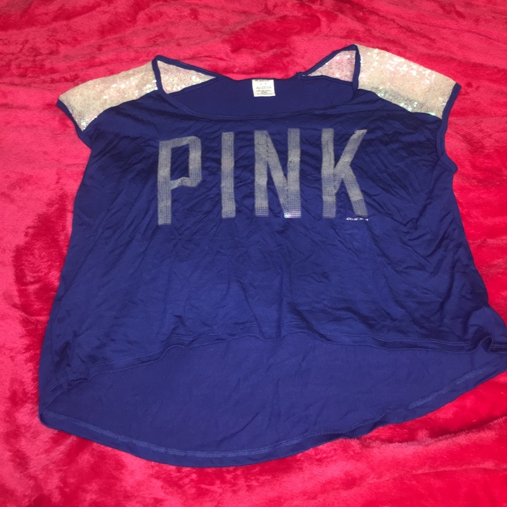 Navy Victoria Secret Short Waisted Sequin Tank