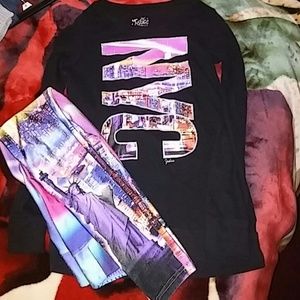 Justice 2pc top &leggings sz14