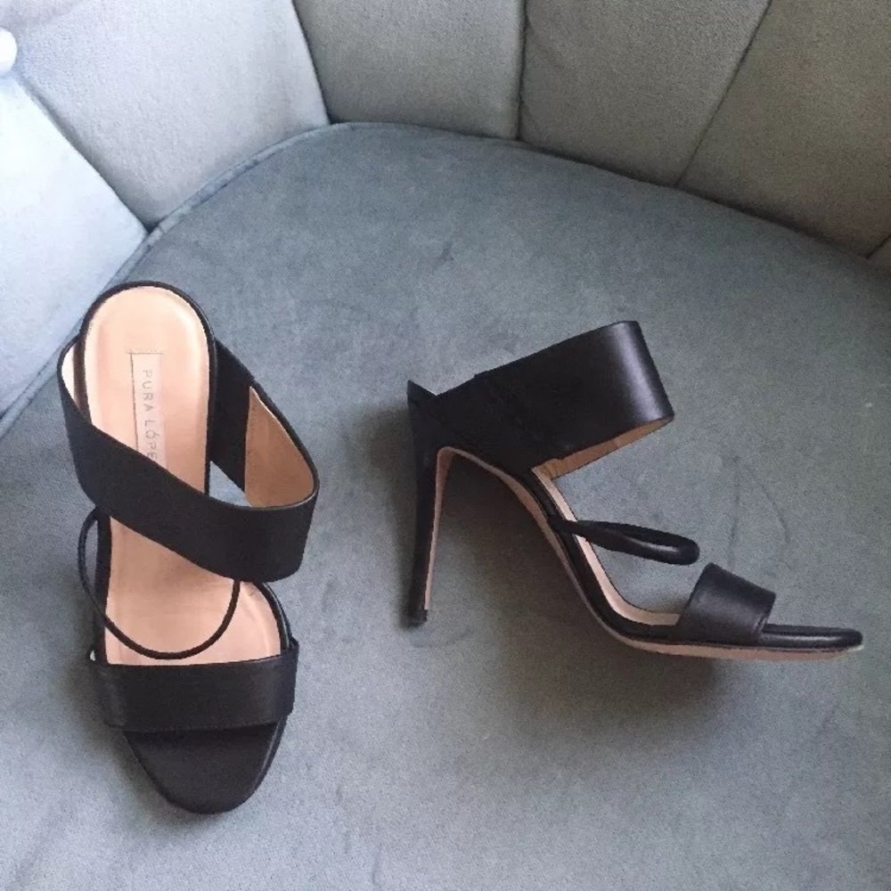Pura Lopez black mule stiletto sandal sz 36.5