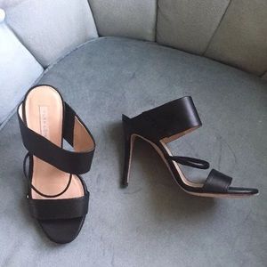 Pura Lopez black mule stiletto sandal sz 36.5