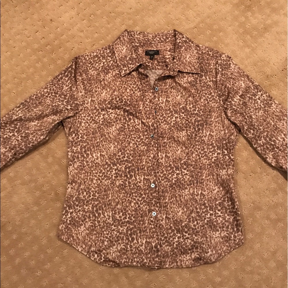 Talbots 3/4 sleeve cheetah print blouse