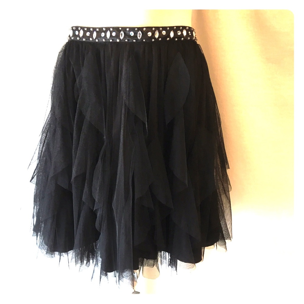 Sequin Hearts Bejeweled Tulle Mini Skirt.  Size 11