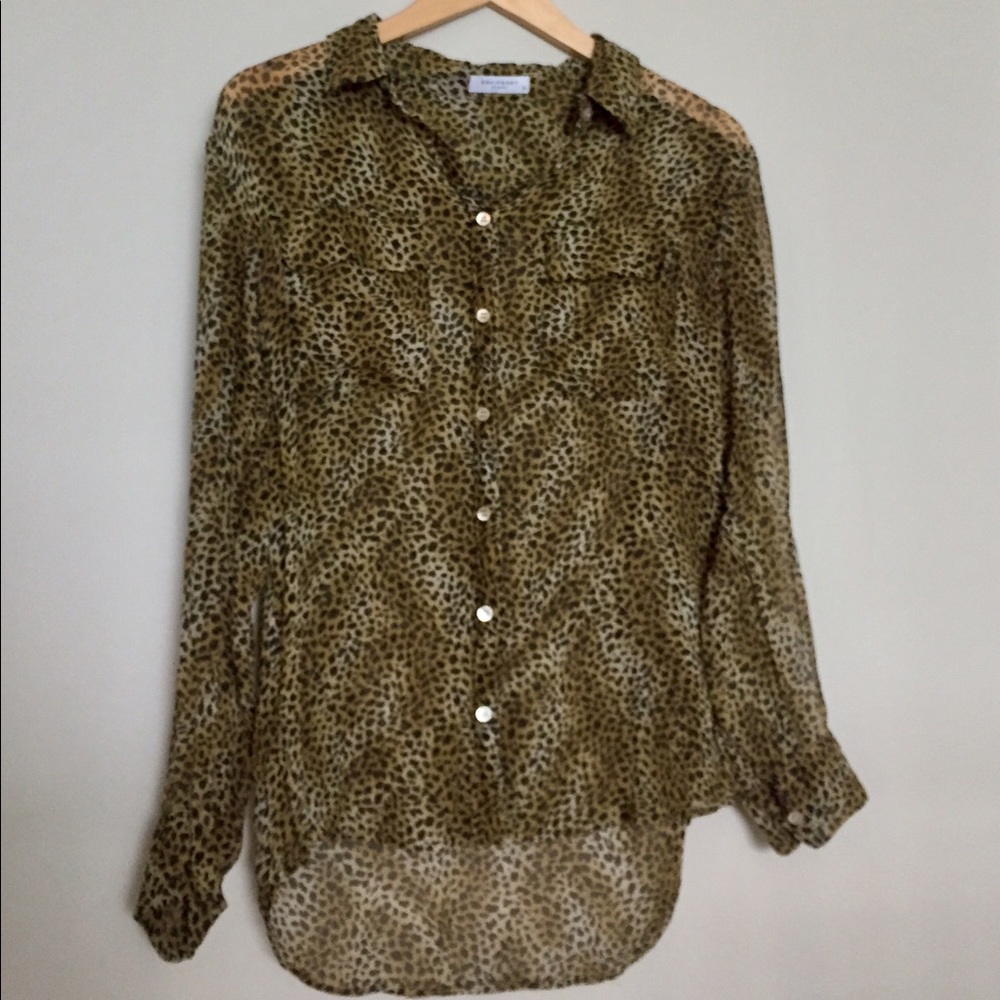 Sheer Equipment Cheetah Print Button down