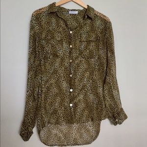 Sheer Equipment Cheetah Print Button down