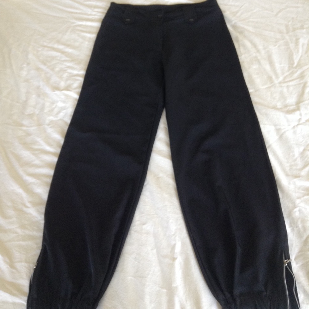 Black slacks.